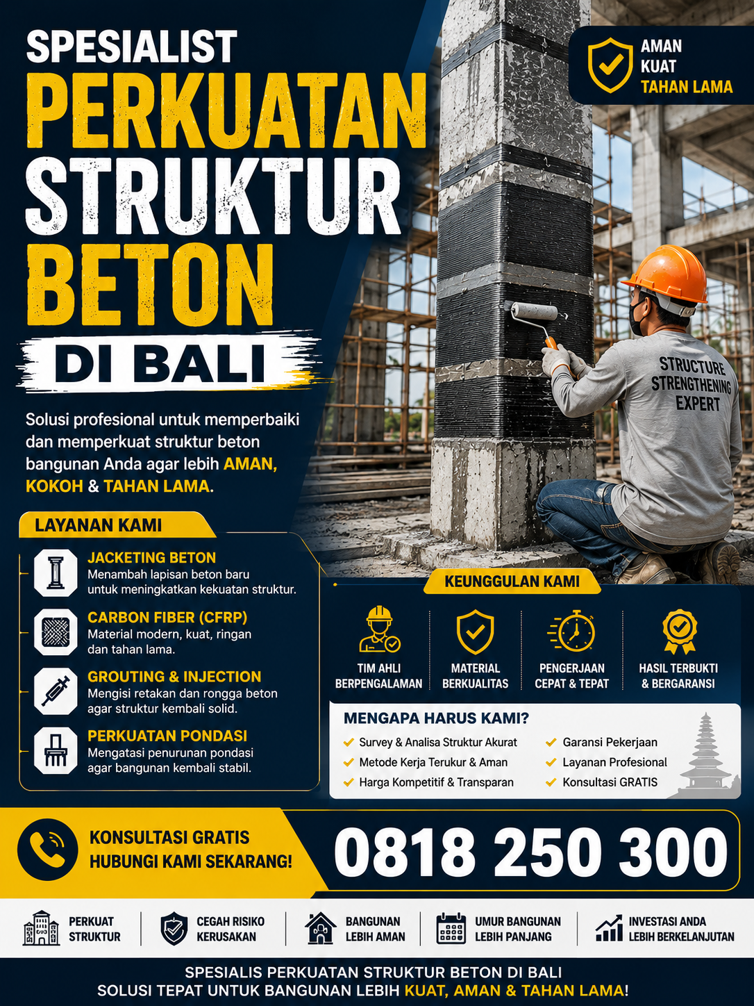 Spesialist perkuatan struktur beton di Bali